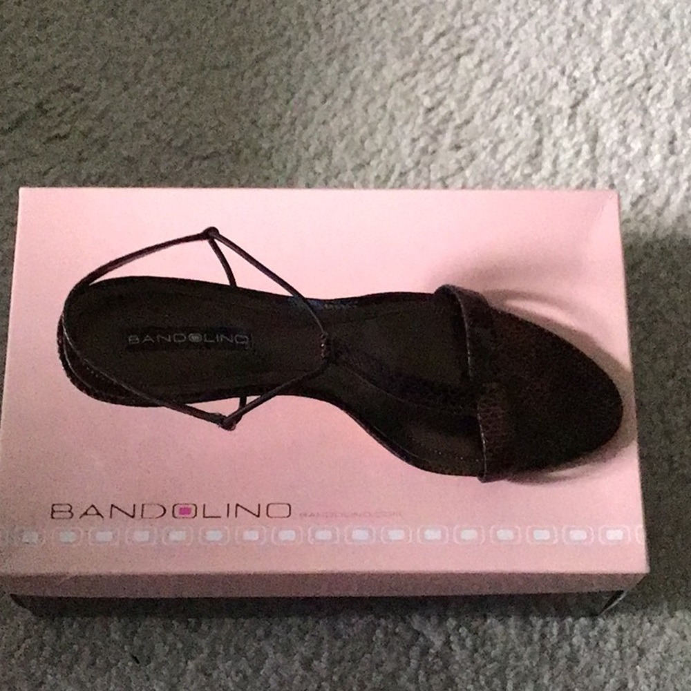 Dark brown leather T-strap sandal